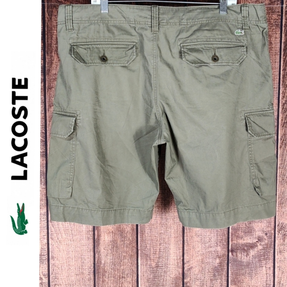 Lacoste Cargo Shorts Green With Croc Patch Mens Excellent Condition